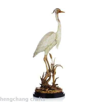 Hand painted decoration, crane ornament, household ornament, soft ceramic with copper living room