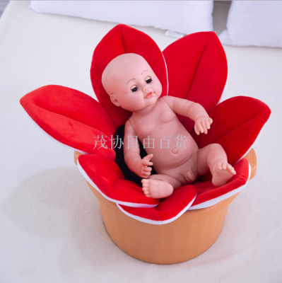 Creative Baby Bath Floral Cushion Soothing Bath Bath Mat Folding Bath Mat Plush Toy