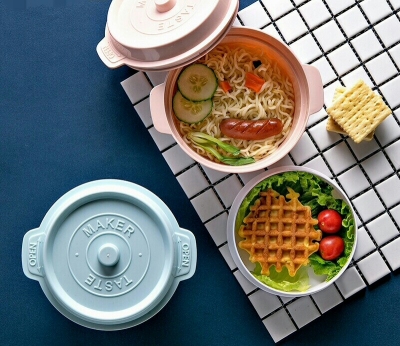 Y24-2550 Japanese Creative round round Pot Bento Box Student Lunch Box Microwave Lunch Box Double Layer Bento Lunch Box