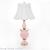 European pink ceramic with copper household ornament table lamp