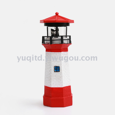 Cross-border solar resin rotating lighthouse LED lights outdoor solar induction lights garden courtyard decoration