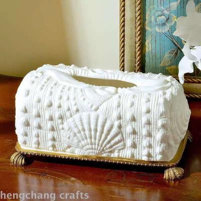 High end luxury decorative white porcelain with copper tissue box decoration ceramic tissue box