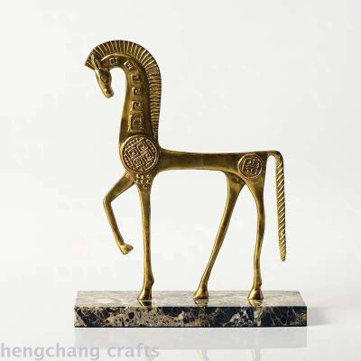 American and European Style Abstract Pure Copper Horse Ornament Soft Decoration Design Villa Model House Living Room and Home Decorations Furnishings