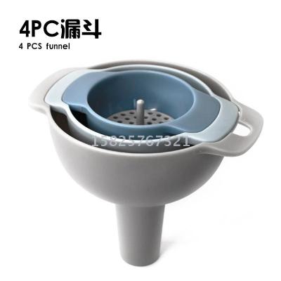 Four-in-one multifunctional filter oil pot kitchen household oil funnel