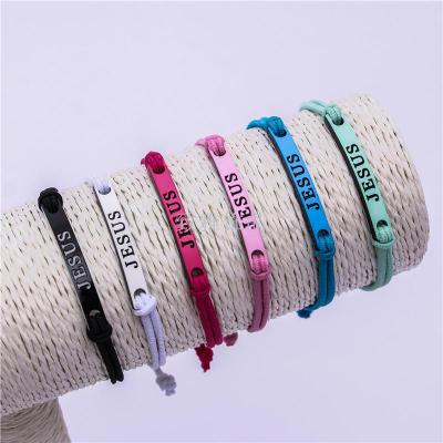 Fashion Elasticated letter leather bracelet Braid Hand rope gift girl's Elastic Headband