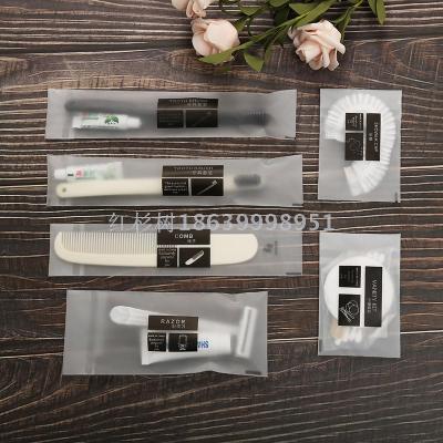 Sequoia Hotel Hotel Disposable Toiletry Set Toothbrush Comb Simple Black Plaid Soft Film with Currency