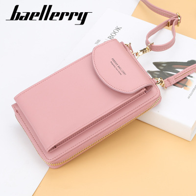 Baellerry Women's Wallet Solid Color Small Crossbody Bag Multi-Functional Mobile Phone Mid-Length Clutch Coin Purse for Women