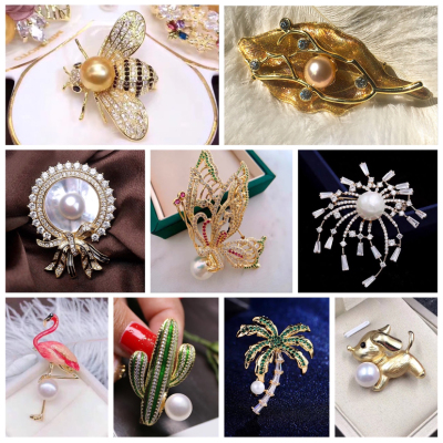 Web celebrity Cactus Pearl Brooch Hot style Bee Brooch Lady Cardigan Button fashion anti-Flash Cape Button