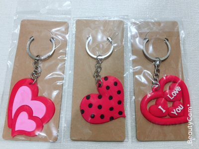 Heart Heart key chain lovers Pendant single side PVC creative gift wholesale bag buckle