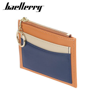 Ladies card bag Korean version of simple Wallet split leather fashion thin card bag Zipper Zero Wallet