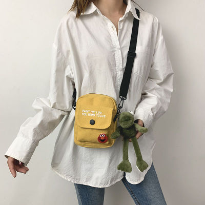 2020 Super Popular Canvas Trendy Women's Bag Korean Style Sesame Street Disco Jumping Bag Ins Fashion All-Match Shoulder Messenger Bag
