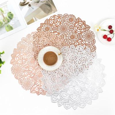 Golden of European Style Hollow Rose Placemat Insulation Home Decoration Wedding Placemat Rose Garden Table Mat