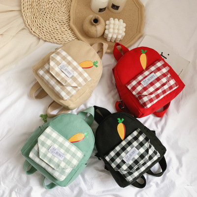 Korean Style Simple Children's Schoolbag Cute Backpack Fashion Kindergarten Backpack Plaid Mini Parent-Child Small Backpack