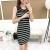 Spot new south Korean version of striped lace Mosaic vest dress with round collar slim medium to long skirt women