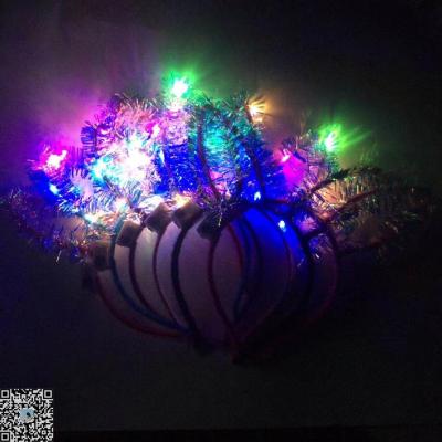 Ten lights luminous hair band night markst attractions hot selling with lights rabbit ears head buckle silver flash toys