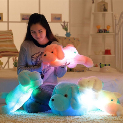 Products in Stock Free Shipping 50cmled Colorful Lying Dog Super Cute Doll Plush Toys Light-Emitting Doll Stall Night Market Toy