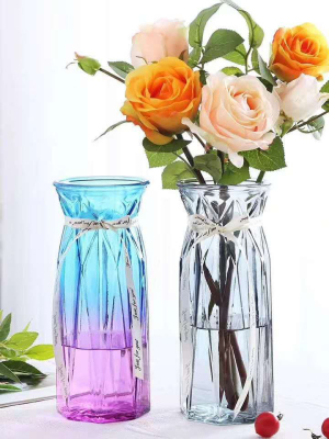 Vase Glass New Living Room Flower Arrangement Nordic Hydroponic Rich Bamboo Modern Minimalist Dried Flower Bottle Water Vase