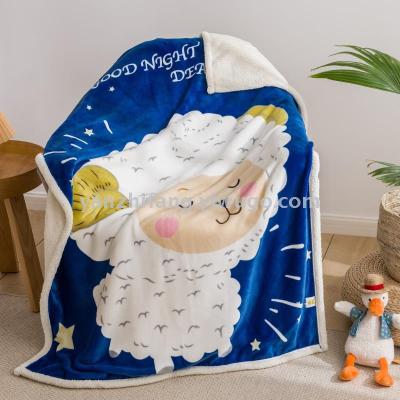 Manufacturer wholesale lamb wool blanket thickening children double flannel children blanket lamb wool blanket office 