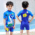 Boys cartoon shark one-piece swimsuit sun protection children's swimming suit 4 size cap manufacturer direct sale
