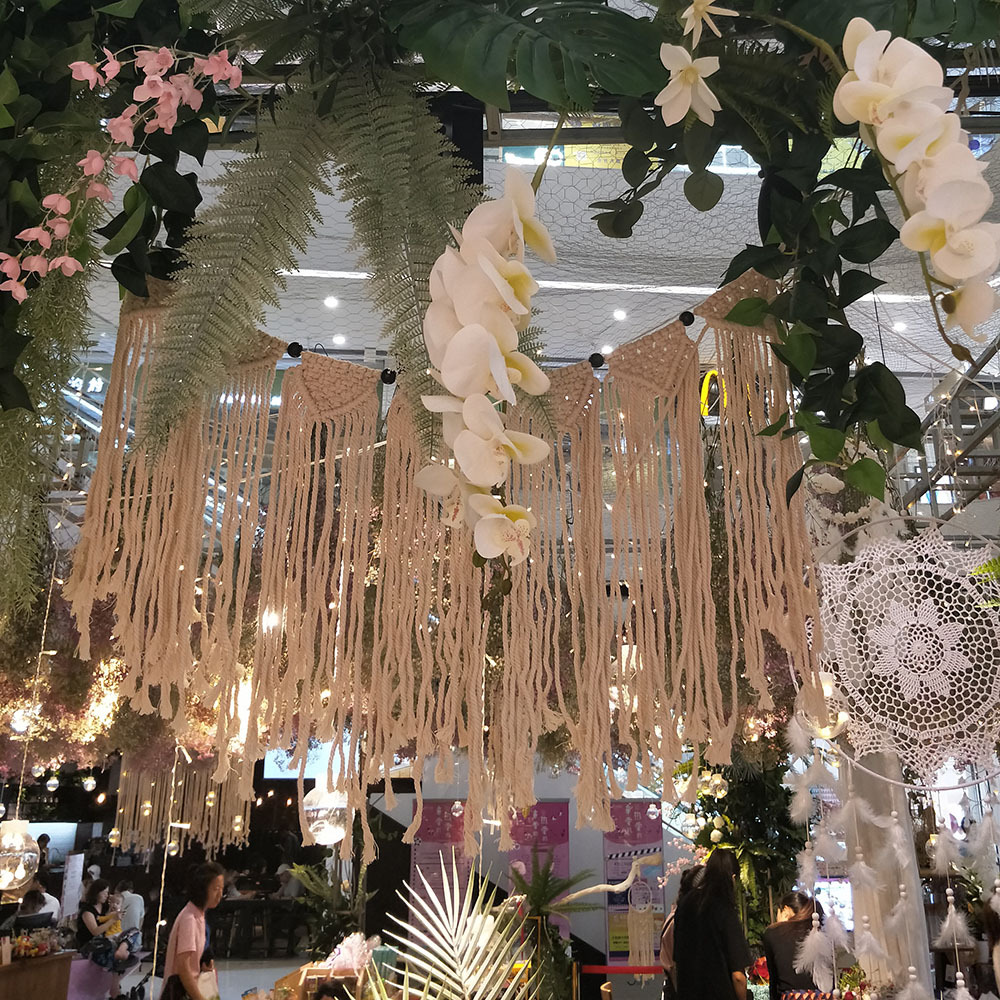 棉线编织帘子大挂毯 吧北欧家居饰品装饰 婚礼墙壁挂件6MS7138