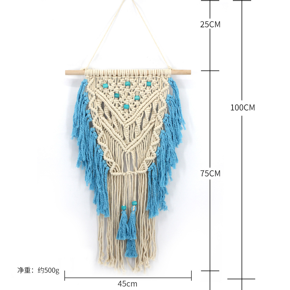 湖蓝流苏编织挂毯家居壁挂电表箱遮挡家居装饰挂件挂毯批发MS7228