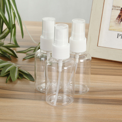 Factory Direct Supply 50ml Spray Bottle Mini-Portable Transparent Cosmetic Subpackaging Small Sample Plastic Bottle Custom Wholesale