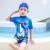 Boys cartoon shark one-piece swimsuit sun protection children's swimming suit 4 size cap manufacturer direct sale