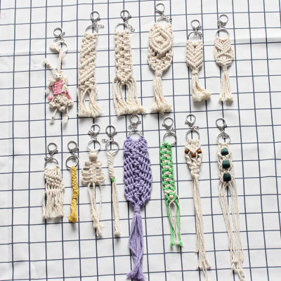 Douyin Online Influencer Same Style Keychain Handmade Woven Keychain 15-20cm Vintage Keychain Ms7450