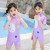 Cartoon children's swimwear girls small and middle sized children's one-piece sunblock quick-dry swimwear manufacturers direct sale