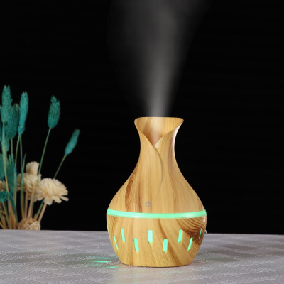 Retro Wood Grain Vase Aromatherapy Machine 300ml Wood Grain Humidifier