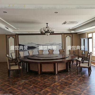 International hotel furniture custom villa luxury box solid wood electric table company internal reception round table