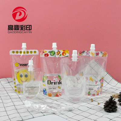 Spot Takeaway Beverage Packing Bag Doypack Liquid Sealed Transparent Soybean Milk Tea Packaging Bag Customized