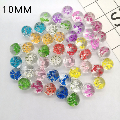 DIY Small Real Flower Accessories Necklace Lace Flower Glass Ball Beads Hemisphere Snow Flower Beads Peach Blossom Earrings 10mm