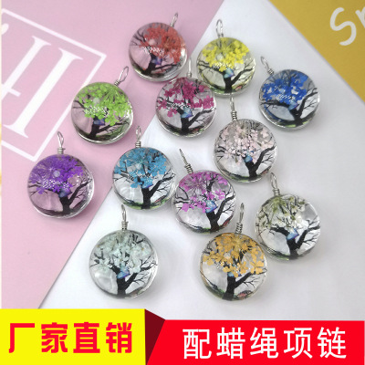 Small Jewelry Natural Dried Flower Simple Necklace Handmade Specimen Time Stone Lace Flower Small Tree Fresh Travel Stall