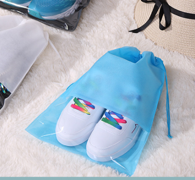 Non-Woven Drawstring Pouch Canvas Drawstring Bag Customized Shoes Double Drawstring Environmental Protection Packing Bag Silk Screen Printing Logo