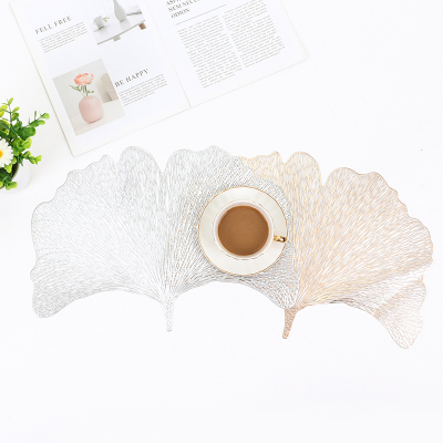 PVC Gilding Shaped Ginkgo Leaf Hollow Insulation Home Decorative Leaves Placemat Ginkgo Leaf Table Mat