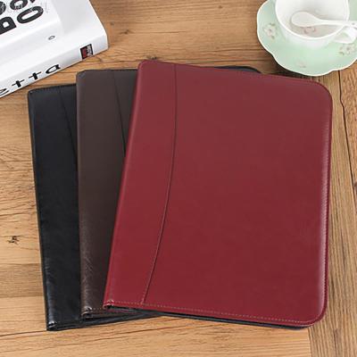Multifunctional Leather Folder Business Conference Zipper Manager Clip Sales Consultant Sales Talk Clip Color Print LOGO