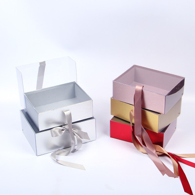Everlasting Flowers Spot Rectangle Gift Box a two-piece Box with Transparent Lid and open window set a gift box with two everlasting flowers