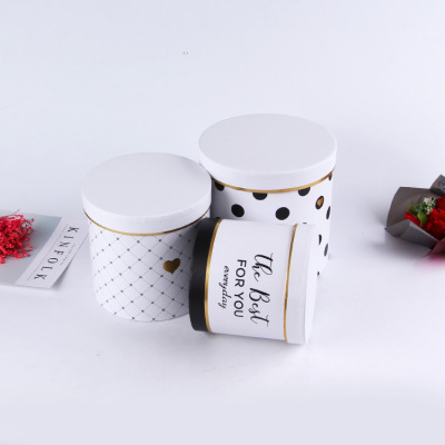 Wholesale Valentine's Day three-piece Hug Bucket Paper box Simple Round gift box SOAP flower box can be customized