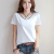 Hot style summer wear t-shirts v-neck white short-sleeved t-shirts simple slim Korean version of the solid-color  women