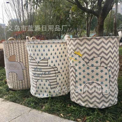 Zakka Cotton and Linen Fabric Five-Pointed Star Horse Clothing Storage Bucket Laundry Bucket Basket Toy Storage Basket Factory Direct Sales