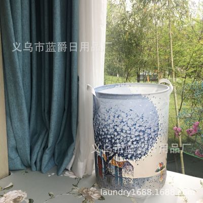 Manufacturers Supply Digital Printing Pattern Foldable Laundry Basket Polyester Canvas Can Store Dirty Clothes Storage Basket
