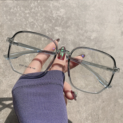 Tr90 anti-blue ray glasses female Korean version of men and women shortsighted large frame round face without makeup artifact Web Frame male