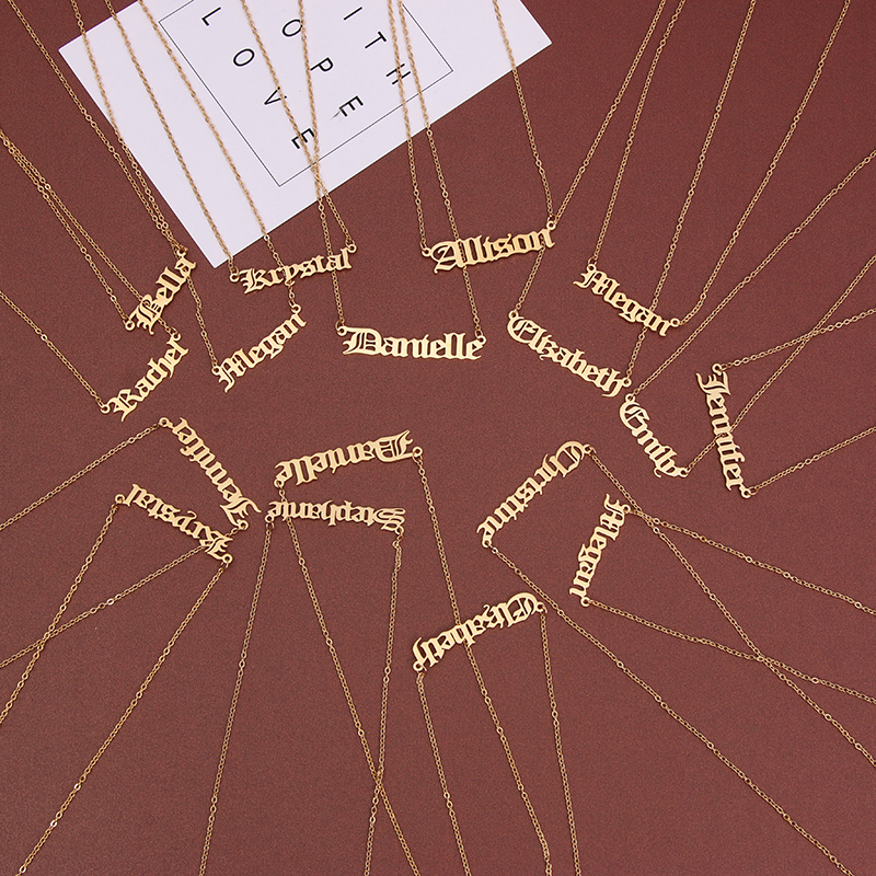 不锈钢项链复古英文吊坠项链女士创意新款闺蜜首饰品锁骨链DIY式