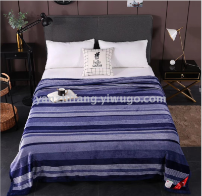 Spot yarn-dyed flannel blanket with extra thickness autumn and winter stripes air conditioning blanket soft velvet blank