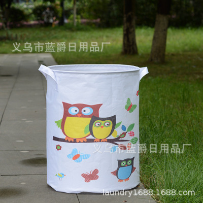 The Story of a Noble Family Oxford Cloth Digital Printing Owl Pattern Series Laundry Basket Storage Box Cross-Border Platform Hot Sale