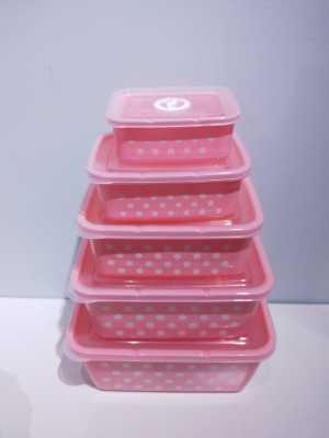 L09-5012 Five-piece set crisper with blotchy rectangular wavy dot printed crisper