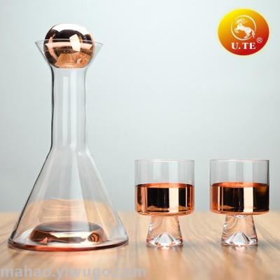 Copper-plated whiskey glass decanter, decanter, wine bottle, wine glass, water bottle set