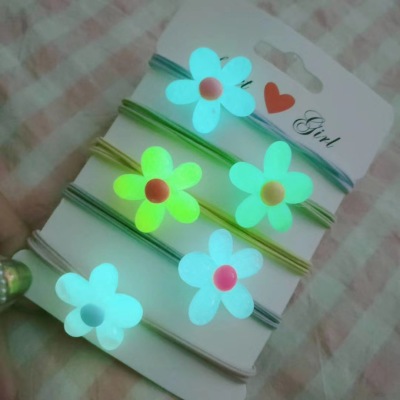Korean Style Luminous Rubber Band Hair Tie Simple Flower Glowing Shiny Factory Wholesale Boutique 2 Yuan Store Distribution Area