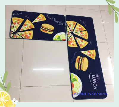 TPR ring fleece printed kitchen two-piece kitchen combination mat non-slip printed kitchen mat hd printed kitchen mat